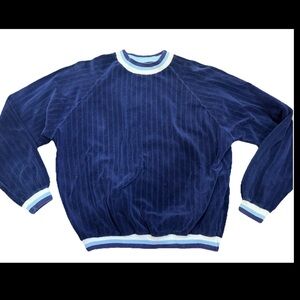 70s Velour Preppy Sportswear Corded Crewneck Sweatshirt Sears men’s Medium
